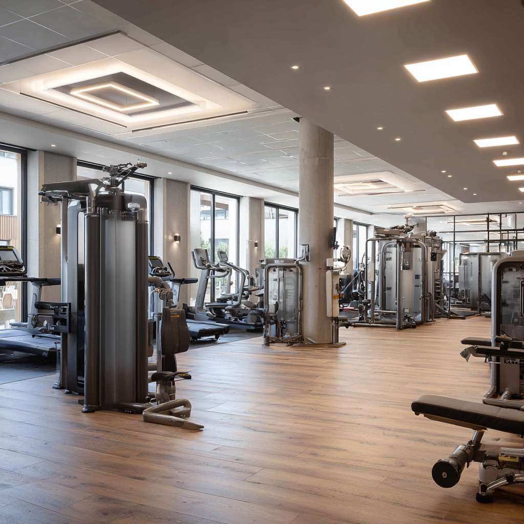 Modern fitness facility interior with state-of-the-art equipment and spacious training areas for adults